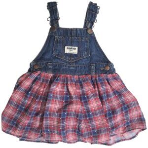 OSHKOSH B'GOSH Denim Blue Jean Bib Overall Dress - Infant Girl's 12 Months